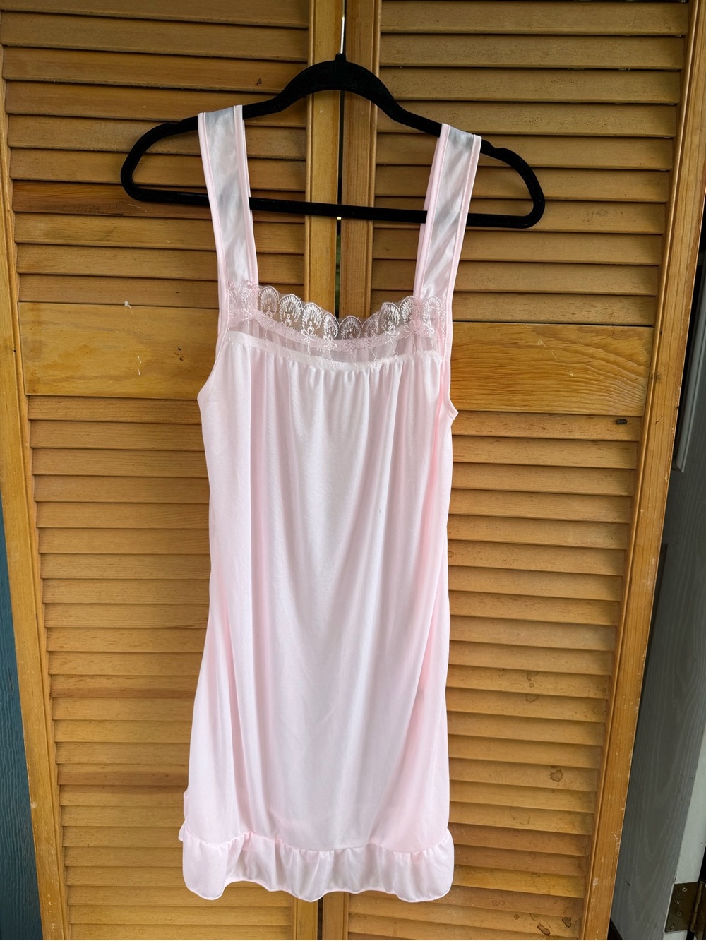 Women's Pink Lace-Trim Slip Dress, night gown, house gown